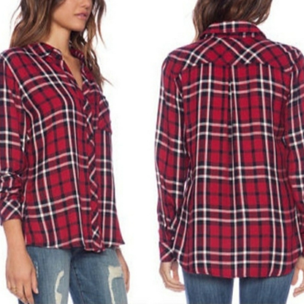 Rails Hunter Plaid Button Down Shirt Red Black Wh… - image 6